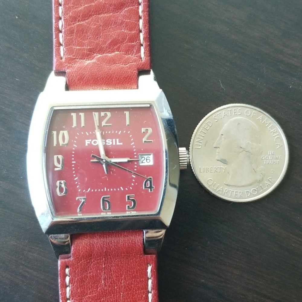 Fossil red leather watch